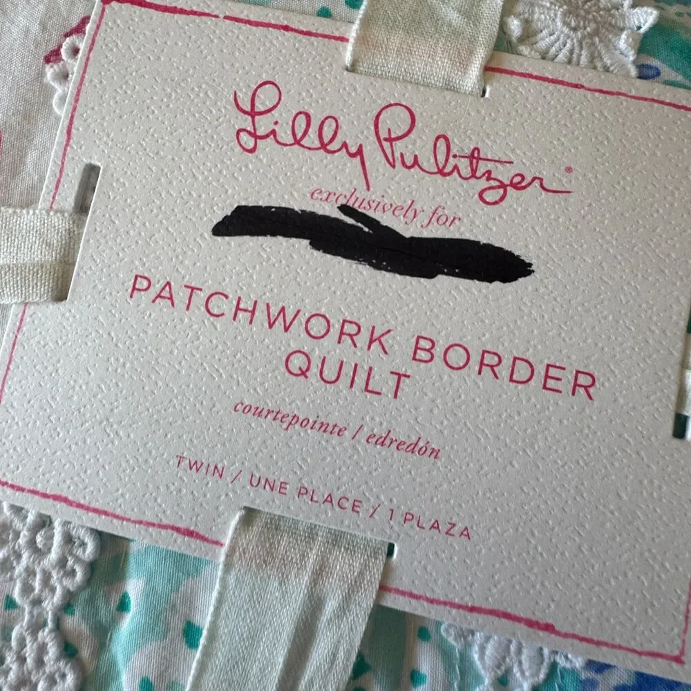 Pottery Barn Kids Lilly Pulitzer Patchwork Border Quilt Twin Size 100% Cotton